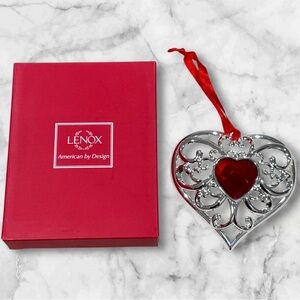 Lenox Silver Bejeweled Heart Ornament Love Holiday Valentine’s Day NEW with box